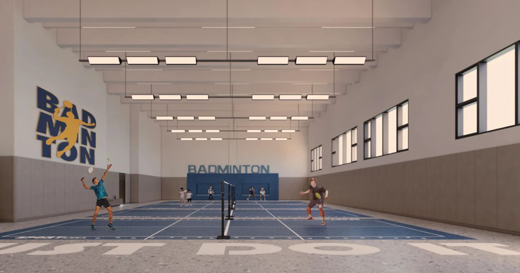 Indoor badminton court